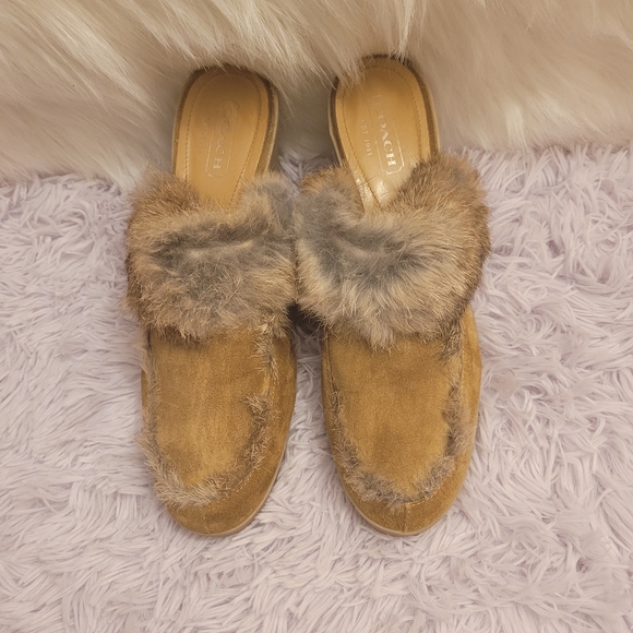 coach fur mules